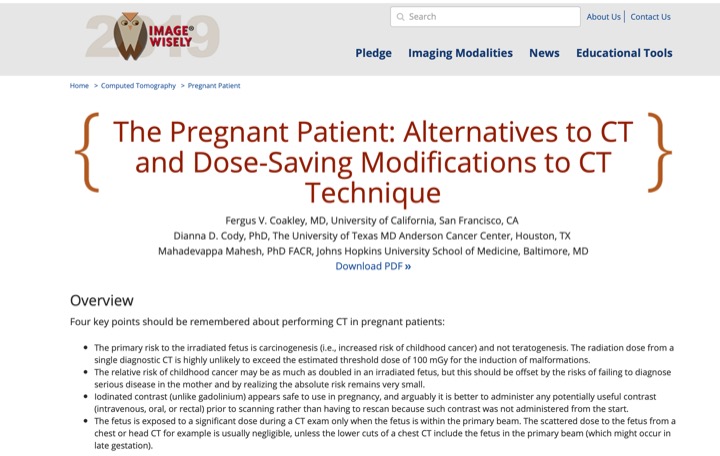 Radiation Dose: CT of the Pregnant Patient Imaging Pearls - Educational  Tools, CT Scanning, CT Imaging